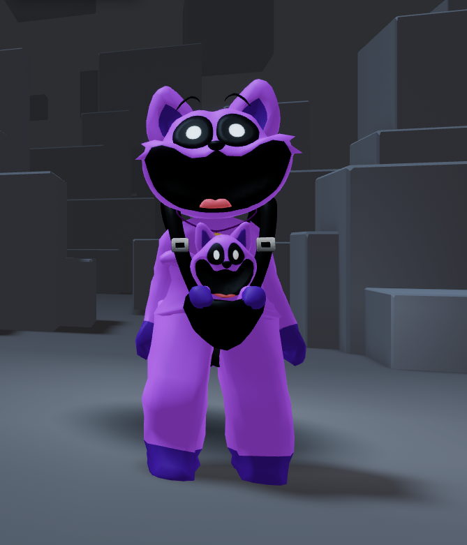 this is my roblox avatar :3 its mama catnap with her catnap babby