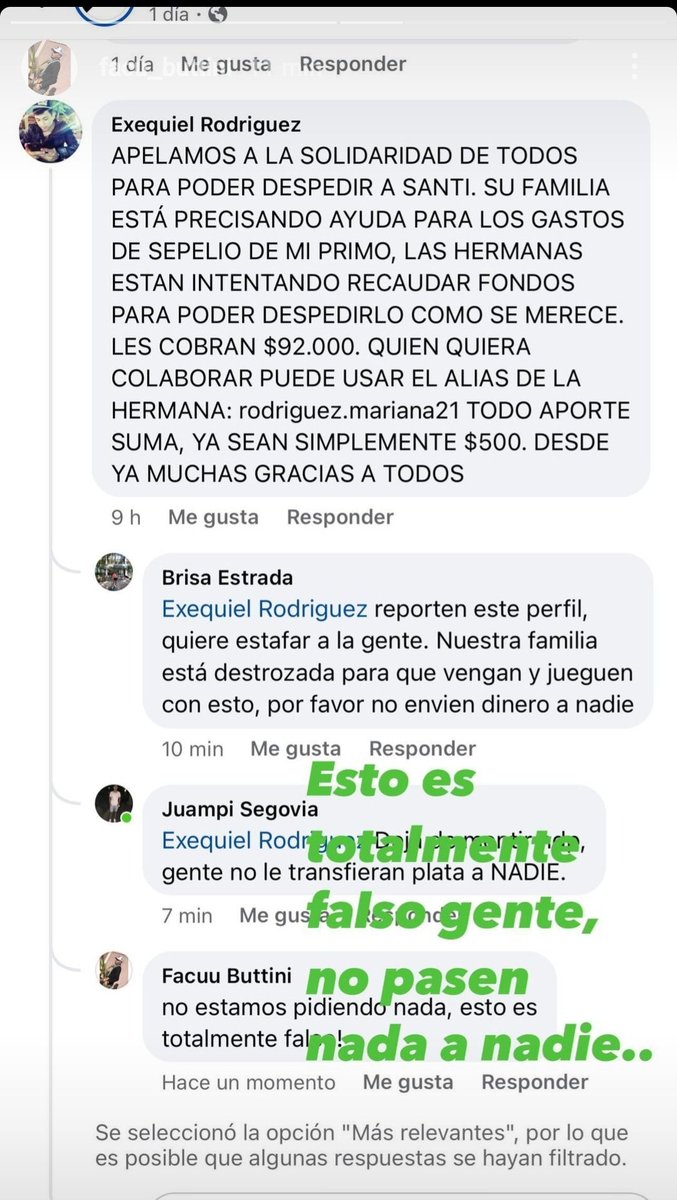Hay gente queriendo lucrar con el dolor de una familia. Por favor no envíen nada a nadie.