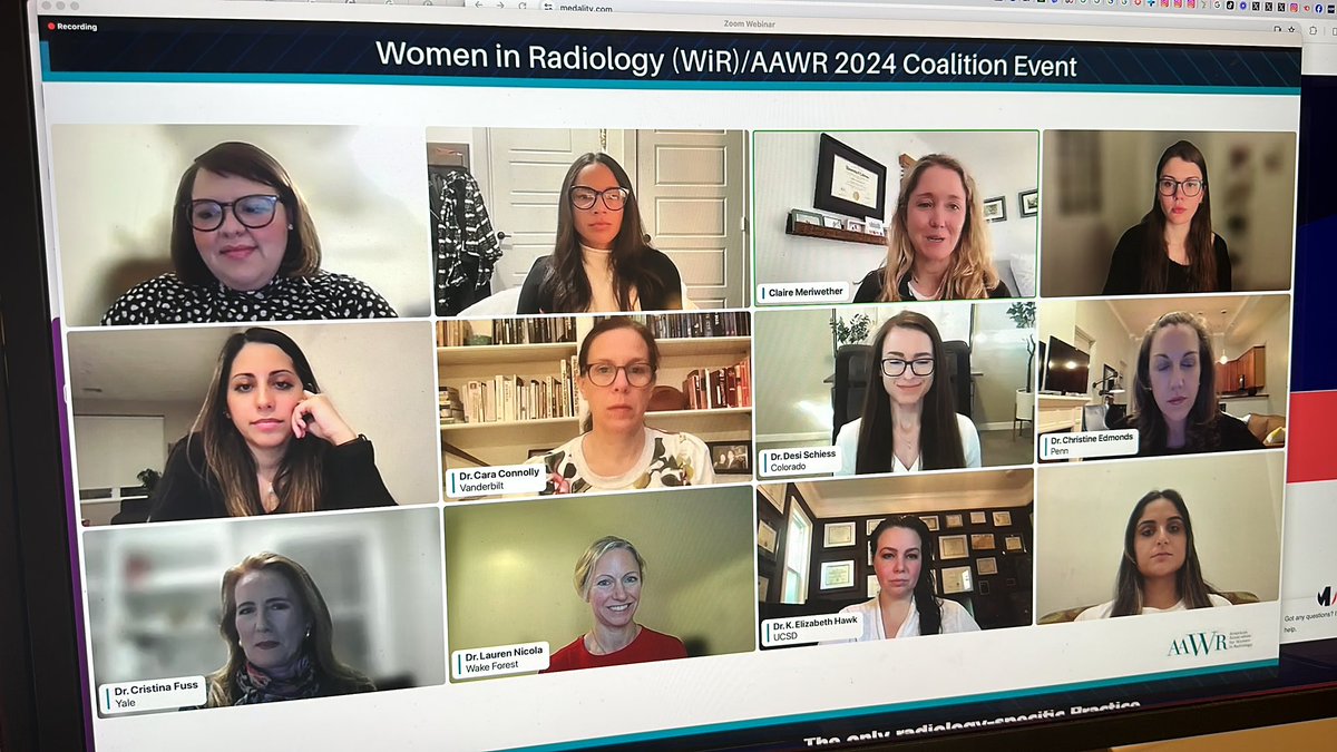 Late night content watching with the @AAWR_org and a massive female led radiology panel chatting about finances! #radwomen #aawr