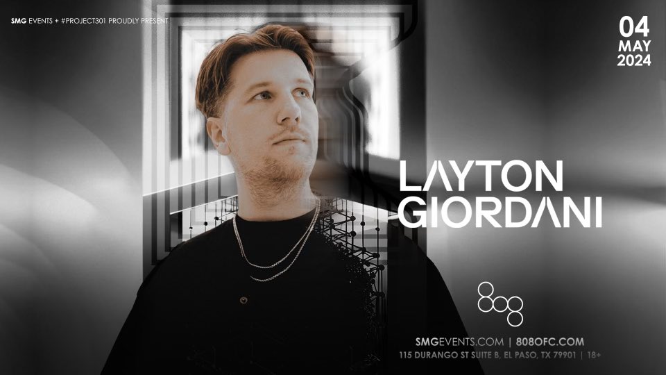 El Paso & Las Cruces RT/Like for a chance to win 2 tickets to @LaytonGiordani! ♠️ Must follow @SMGEVENTS @TexasEDMFamily 🔉 Ends 5/3 Tickets & Info: SMGEvents.Com