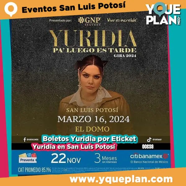 yqueplan_com's tweet photo. Yuridia en San Luis Potosí 2024 ‼️ Boletos e información: ℹ️ https://t.co/CxuxtJ4djg
.
.
#PaLuegoEsTarde #PaLuegoEsTarde2024 #yuridiaenconcierto #YuridiaFlores #yuridiafans #eldomosanluis #ElDomo #eticket #OCESA https://t.co/YOJcPjL8mE