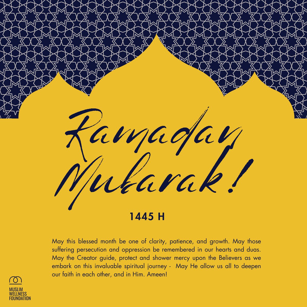 Ramadan Mubarak from the MWF Team! ✨🌙 Wishing you all a blessed month ahead.💜 

#RamadanMubarak #MuslimWellnessFoundation