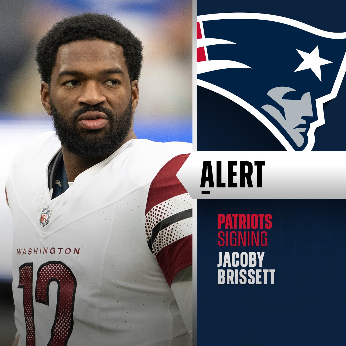NFL's tweet photo. Patriots, QB Jacoby Brissett agree to terms on one-year, $8M deal. (via @RapSheet) https://t.co/3sClTQmFwu