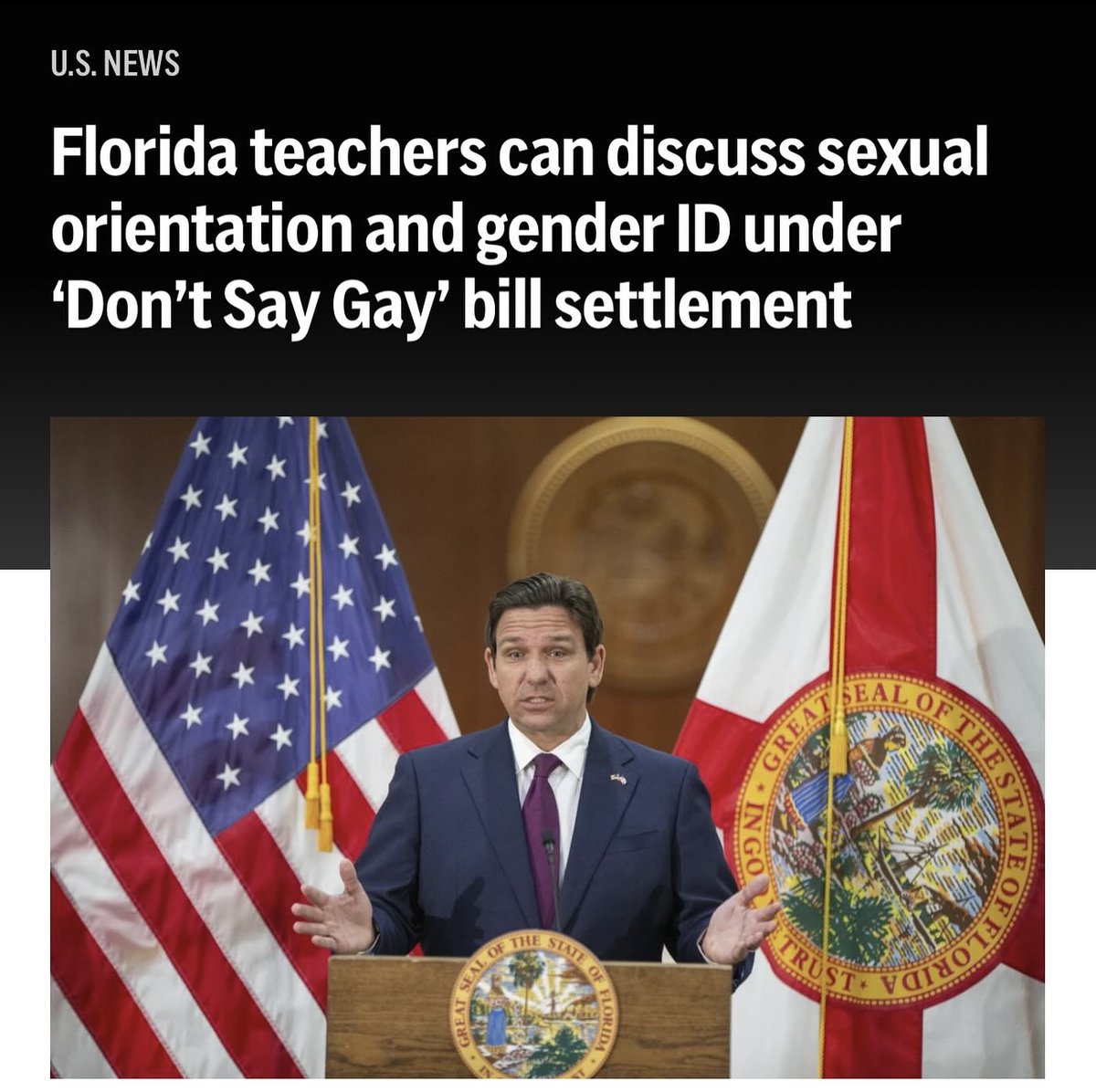 🚨This is a HUGE victory for LGBTQ Floridians and for real freedom, effectively nullifying the most dangerous parts of this vague and bigoted law. Not only can students and teachers say gay or trans-- they can BE GAY or BE TRANS without being erased or pushed back in the closet.