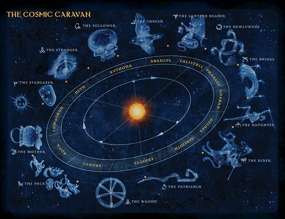 GolarionToday's tweet photo. 12 Pharast—18 Gozran: Cosmic Caravan - The Bridge
Carrying the travelers of the Cosmic Caravan over danger and toward new adventure, the Bridge symbolizes the separation between the dark of winter and the light of spring. https://t.co/QfasmVJ7NT #CosmicCaravan https://t.co/4ltzVf4U9R