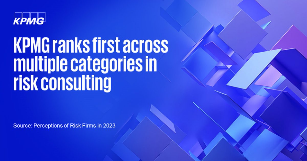 We’re proud to receive top rankings across a variety of categories in risk advisory by Source in their Perceptions of Risk Firms 2023 report. Learn more: social.kpmg/2j321h