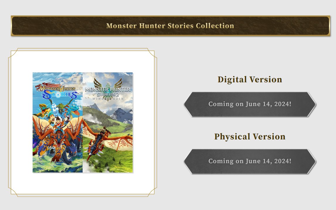 Wario64's tweet photo. Monster Hunter Stories Collection will get a physical release on Switch https://t.co/MPibBXWjVs https://t.co/IXbcAi2YZ7