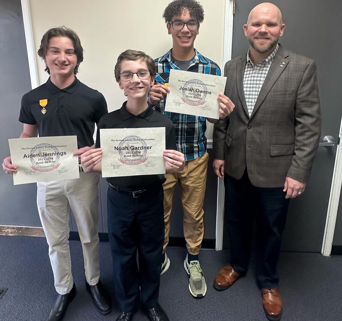 OCMSBands's tweet photo. So proud to recognize Noah, Aiden, and Josiah at tonight’s Board of Education meeting for earning seats in this year’s GMEA All-State Band. Congratulations to you all! https://t.co/kjvvb3P6Qo