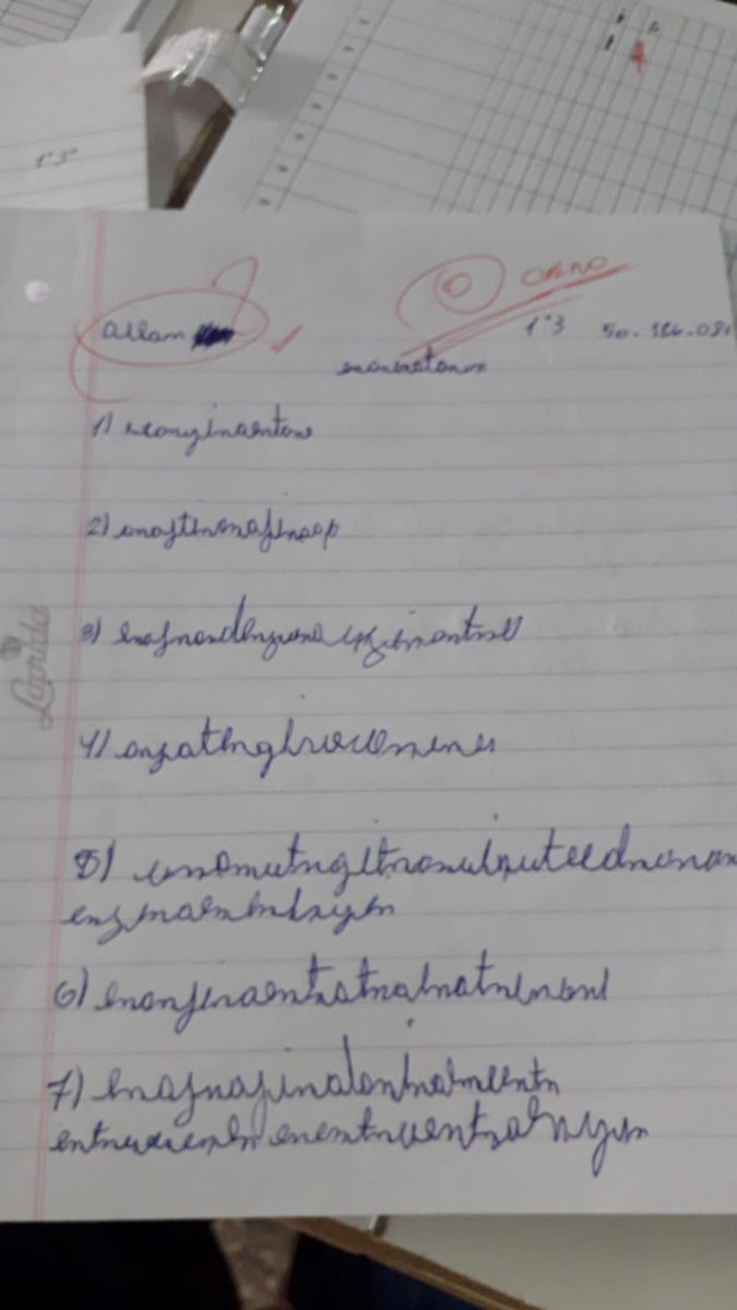 Chaco. Evaluación de un alumno de primer año que intentó recuperar una materia. Es analfabeto. Es de una escuela secundaria del Gran Resistencia.