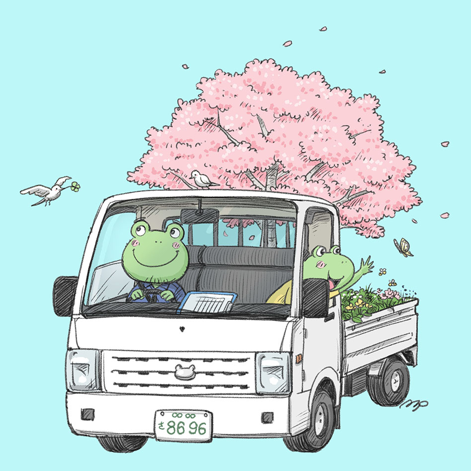 ground vehicle motor vehicle vehicle focus car bird cherry blossoms flower  illustration images