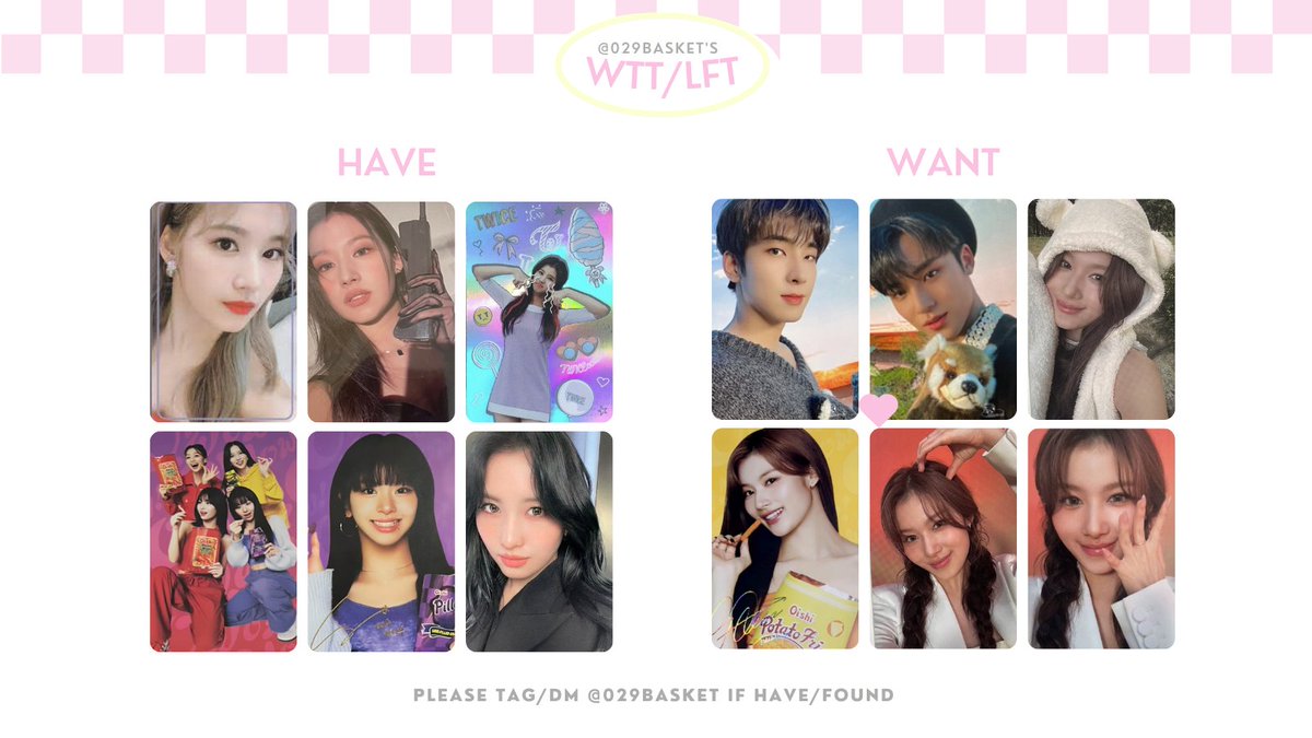 029basket's tweet photo. wtt / lft   ;   twice / svt ph   .ᐟ ✦    
#tradewraven   

♡ㅤ  all in mint condi! 
♡      can ship agad once push  

help rt!   
📓     wtt lft ph twice sana oishi with youth TT holo cryptography phone migyu wowoo chaeyoung oishi momo rtb https://t.co/ulKXMrKmrI