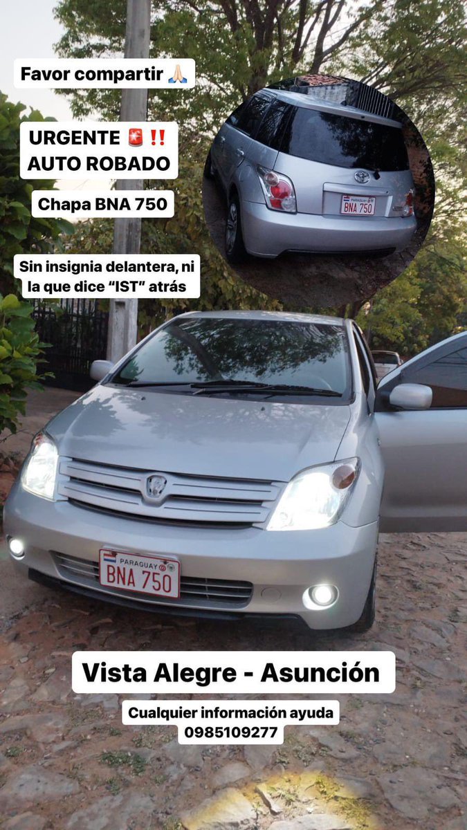 JRodriguezdip's tweet photo. @policia_py @EnriqueRieraE favor compartir para poder encontrar o dar información, se le robó a un amigo https://t.co/AClLObdcKW