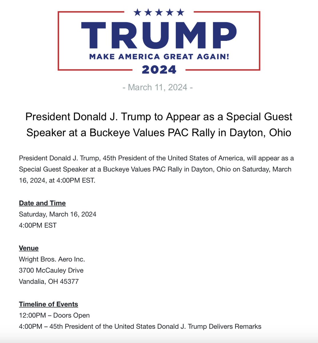 BREAKING: President Trump is coming to rally in Ohio this Saturday in support of @berniemoreno's campaign for US Senate!!! REGISTER FOR YOUR TICKETS HERE: event.donaldjtrump.com/events/preside…