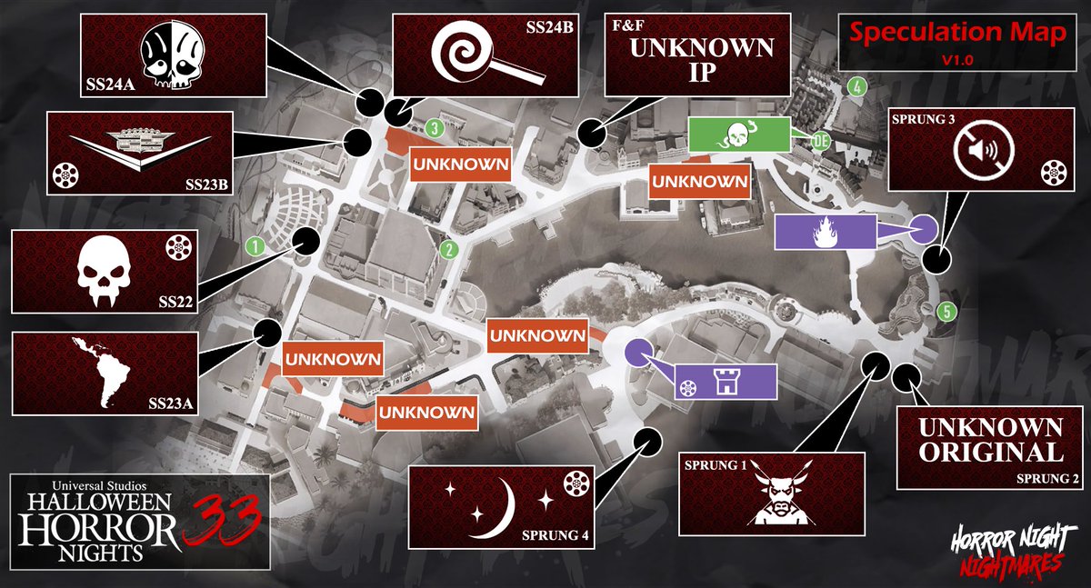 HNNightmares's tweet image. Welcome to #HHN Season! We see your excitement! This is for YOU, the FANS, from FANS! We've been doing this a LONG time for FUN! Here is V1 of our Speculation Maps! #HHN33 #HHN2024 #BeAFAN

🚨This is based on CURRENT SPECULATION and WILL CHANGE! 🚨