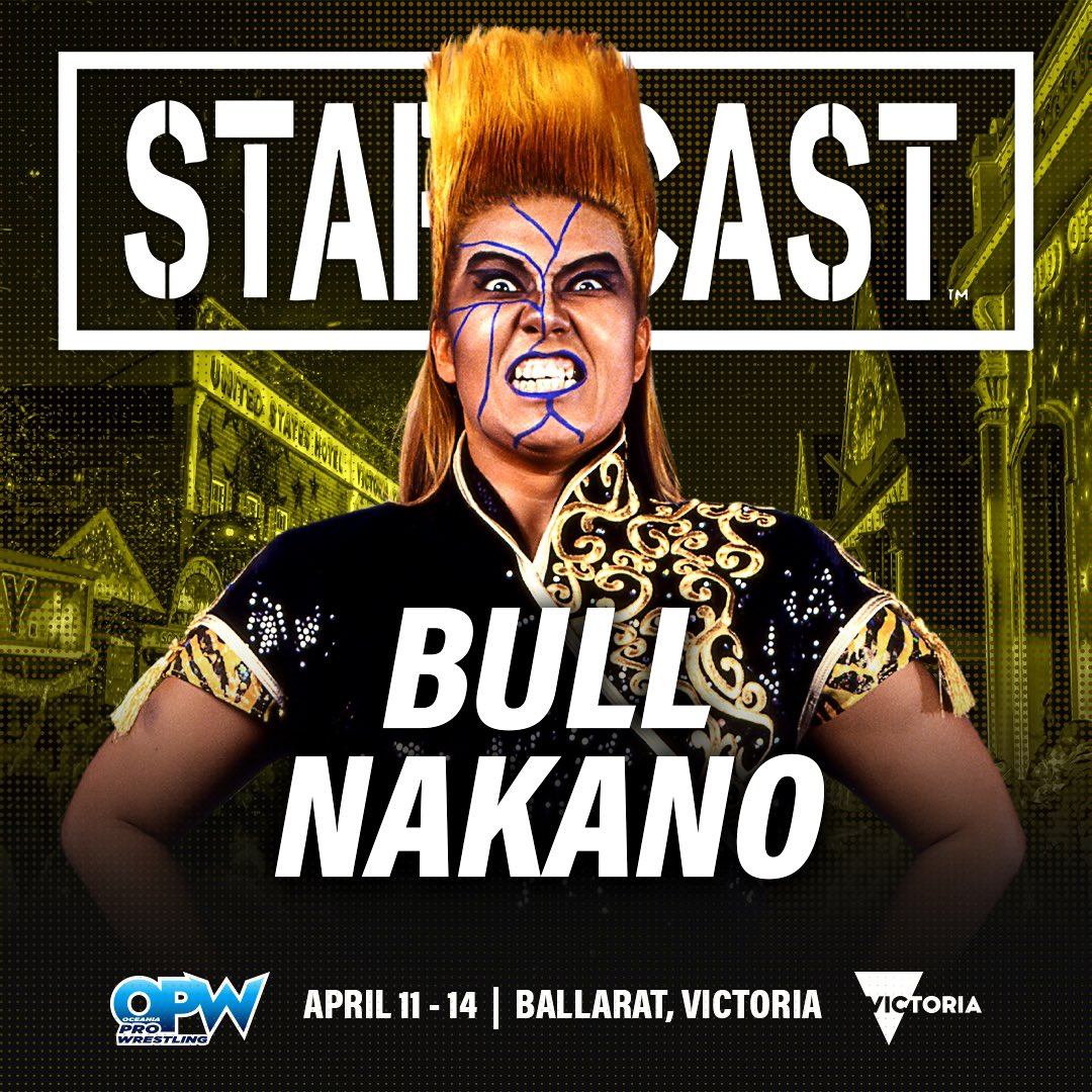 The intimidating and iconic @BULLNAKANO_ will be coming to #StarrcastDownunder just mere days after being inducted into the WWE Hall of Fame! 🏆 This intense Japanese legend carved out a reputation as a villainous hard hitter with a fierce attitude who relished inflicting pain…