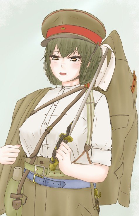 1girl weapon solo gun hat uniform military uniform  illustration images