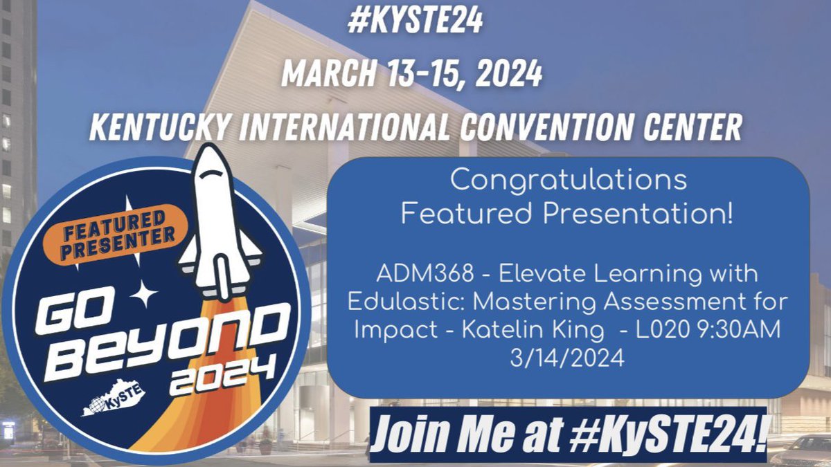 Can’t wait to present at @kystetech again this year! See you Thursday morning! @KentuckyDLC #kydlc @Edulastic