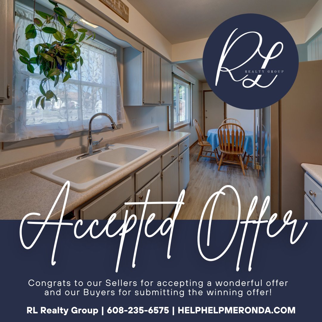 Accepted Offer in Watertown ✨

Huge congrats to our Sellers who accepted a wonderful offer and for our Buyers who submitted the winning offer! 

#acceptedoffer #AO #watertownwi #watertown #offthemarket #meadowglen #dodgecounty #rlrealtygroup #realestate #rondalawry #wisconsin