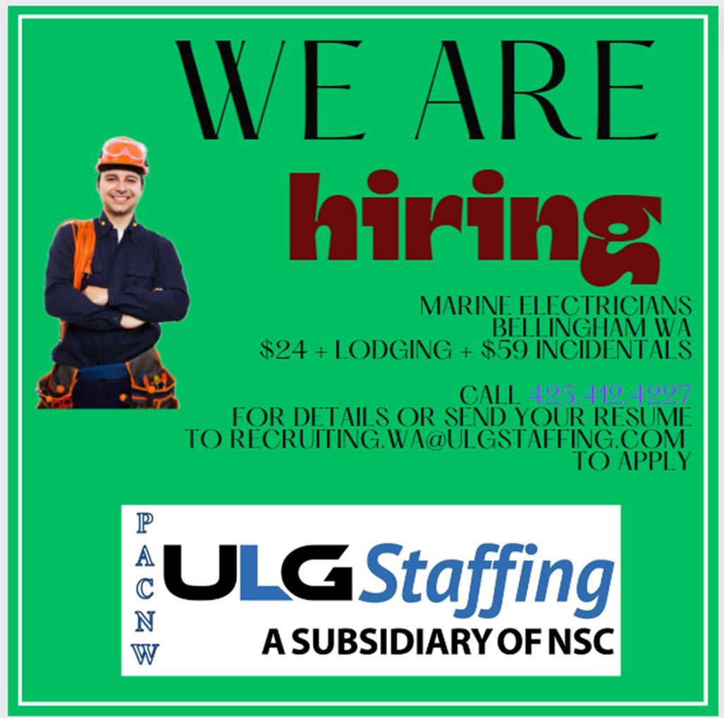 AbiAmdor1's tweet photo. #CareerOpportunities
Bellingham WA
Marine #ElectricianJobs
call us #today 425.412.4227 https://t.co/kvJWVmEg3U