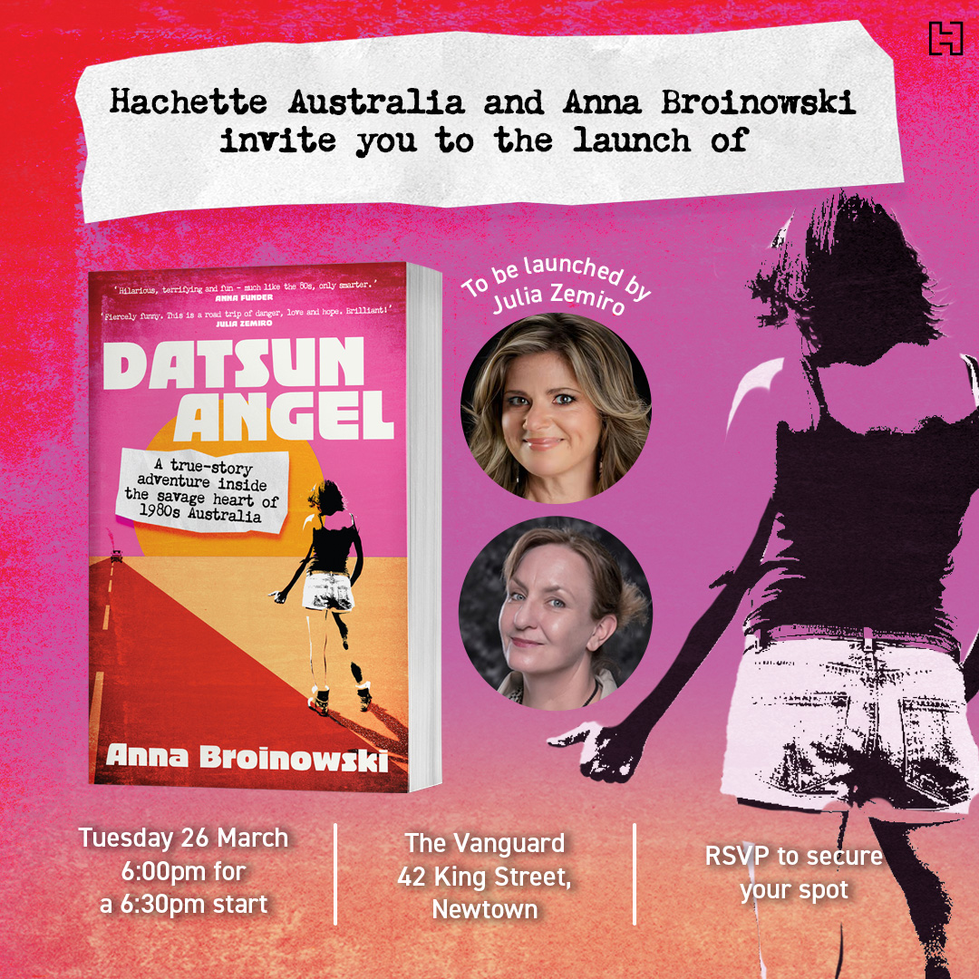 Sydney booklovers! 📚On Tuesday 26 March, join us with Anna Broinowski to celebrate the release of #DatsunAngel. Get your tickets: bit.ly/3wQvzW7 @broinowska @julia_zemiro