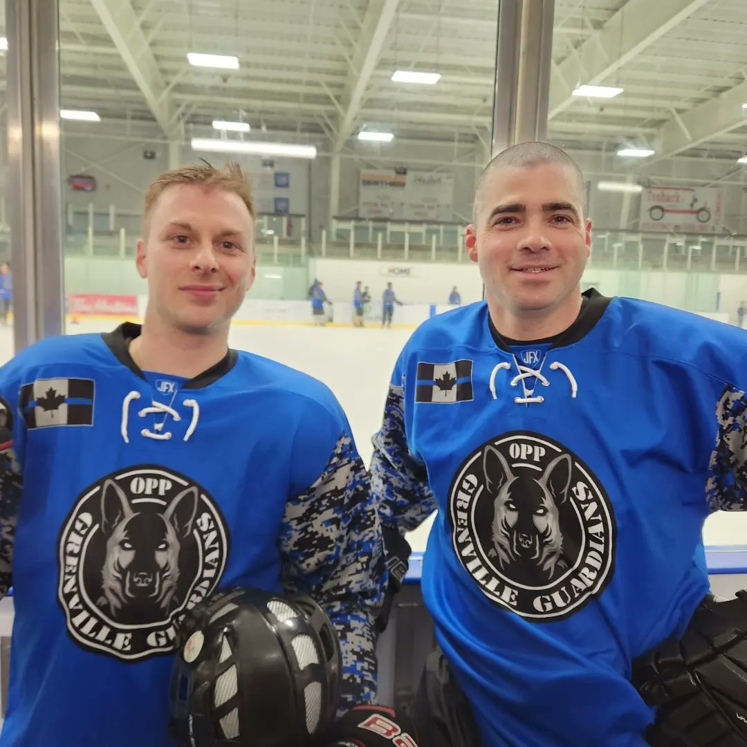 ECFDfire's tweet image. Prez Cody Oatway &amp;amp; Vice Josh Couture participated in the #GrenvilleOPP emergency services partners game vs. some skilled SGMHA players. Thanks to @TownofPrescott &amp;amp; Grenville OPP Mobile Community Response Team. Great time playing with members of @OPP_ER @PrescottFire @AugustaFire