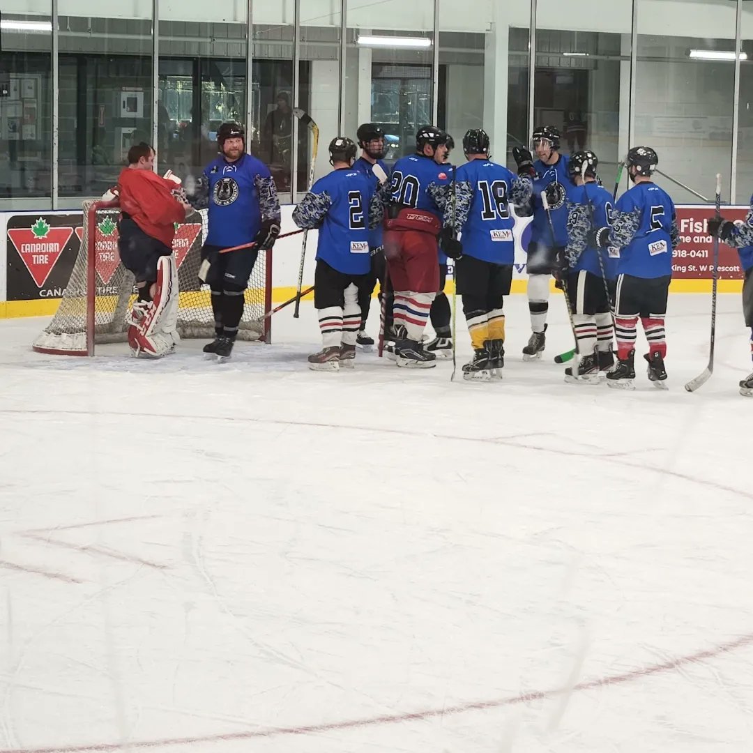 ECFDfire's tweet image. Prez Cody Oatway &amp;amp; Vice Josh Couture participated in the #GrenvilleOPP emergency services partners game vs. some skilled SGMHA players. Thanks to @TownofPrescott &amp;amp; Grenville OPP Mobile Community Response Team. Great time playing with members of @OPP_ER @PrescottFire @AugustaFire