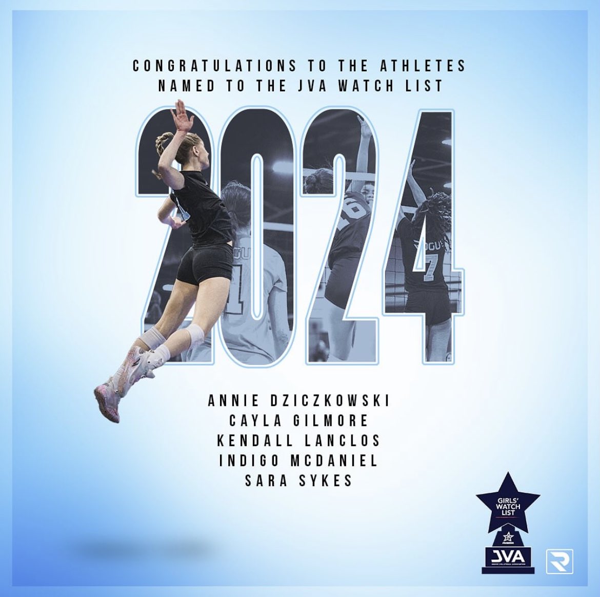 CaylaGilmore23's tweet photo. Thank you @jvavolleyball for selecting me for the 2024 JVA Watchlist! Honored to be selected among the great athletes in the class of 2024. https://t.co/jOLm7AVr32