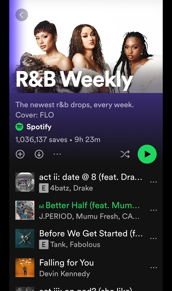 Big thanks to Spotify for featuring “Better Half” feat. Mumu Fresh & CAMP on one of its leading R&B Playlists!! Story To Tell (Chapter Two) spans influences from multiple genres so we appreciate the R&B love!! 💜💜💜 open.spotify.com/playlist/37i9d… #JPERIOD #StoryToTell