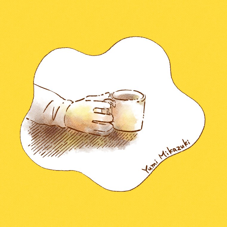 cup mug yellow background simple background coffee mug holding coffee  illustration images