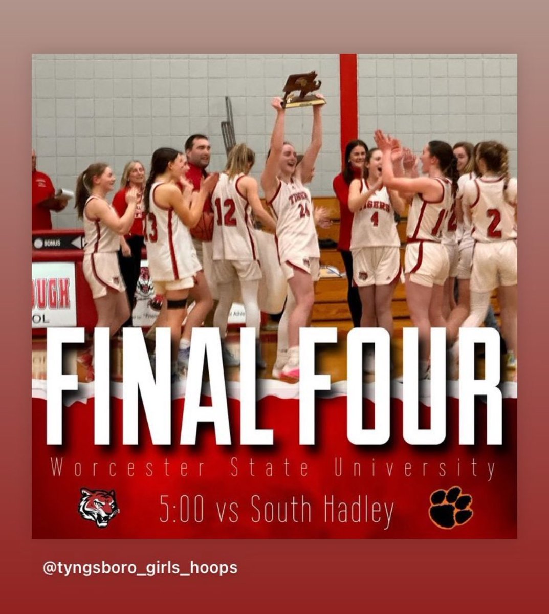 tyngtigersports's tweet photo. Girls Hoop takes on South Hadley Tuesday at Worcester State tipoff at 5:00pm 🏀 https://t.co/K0pbGRY7B3 https://t.co/wHOipjfWGc