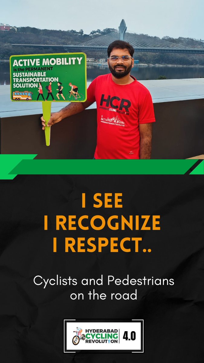 HydCyclingRevolution (@hydcyclingrev) on Twitter photo I see
I recognise
I respect
Cyclist & Pedestrian ๐ธ on Road
#HyderabadCyclingRevolution
<a href="/Makinaction0310/">Manjunath Kamat</a>
<a href="/sselvan/">Bicycle Mayor of Hyderabad</a> <a href="/BYCS_org/">BYCS</a> <a href="/Ravi_1836/">๐ฎ๐ณ Ravi #GreaterHyderabadActiveMobility</a> <a href="/TelanganaCMO/">Telangana CMO</a> <a href="/HMDA_Gov/">HMDA</a> <a href="/md_hgcl/">Hyderabad Growth Corridor Limited</a> <a href="/CommissionrGHMC/">Commissioner GHMC</a> @pedestrianspace <a href="/ErikSolheim/">Erik Solheim</a> <a href="/CYBTRAFFIC/">Cyberabad Traffic Police</a> <a href="/HYDTP/">Hyderabad Traffic Police</a> <a href="/RCKTRAFFIC/">Rachakonda Traffic Police</a> <a href="/HYDTrafficMan/">Lokendra Singh</a> <a href="/Team_Road_Squad/">Team Road Squad๐ฆ๐ดโโ๏ธ</a> I see
I recognise
I respect
Cyclist & Pedestrian ๐ธ on Road
#HyderabadCyclingRevolution
<a href="/Makinaction0310/">Manjunath Kamat</a>
<a href="/sselvan/">Bicycle Mayor of Hyderabad</a> <a href="/BYCS_org/">BYCS</a> <a href="/Ravi_1836/">๐ฎ๐ณ Ravi #GreaterHyderabadActiveMobility</a> <a href="/TelanganaCMO/">Telangana CMO</a> <a href="/HMDA_Gov/">HMDA</a> <a href="/md_hgcl/">Hyderabad Growth Corridor Limited</a> <a href="/CommissionrGHMC/">Commissioner GHMC</a> @pedestrianspace <a href="/ErikSolheim/">Erik Solheim</a> <a href="/CYBTRAFFIC/">Cyberabad Traffic Police</a> <a href="/HYDTP/">Hyderabad Traffic Police</a> <a href="/RCKTRAFFIC/">Rachakonda Traffic Police</a> <a href="/HYDTrafficMan/">Lokendra Singh</a> <a href="/Team_Road_Squad/">Team Road Squad๐ฆ๐ดโโ๏ธ</a>