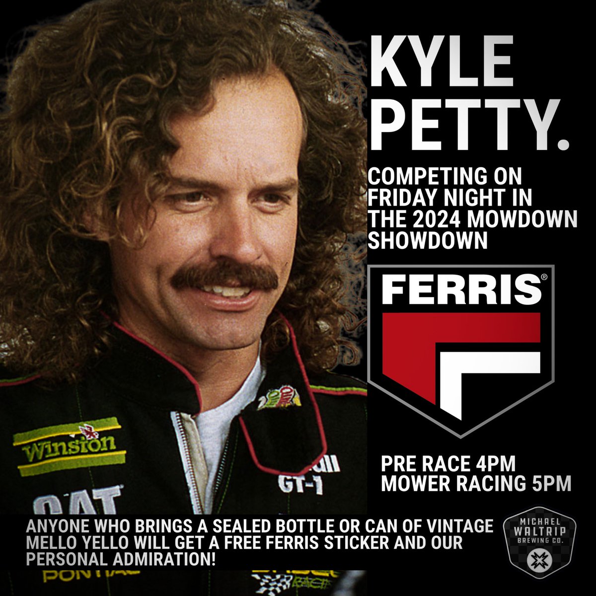 Come hang with us this Friday 3/15 as @kylepetty straps into a Ferris Mower for the 2024 Ferris Mowdown Showdown at @WaltripBrewing in Bristol!