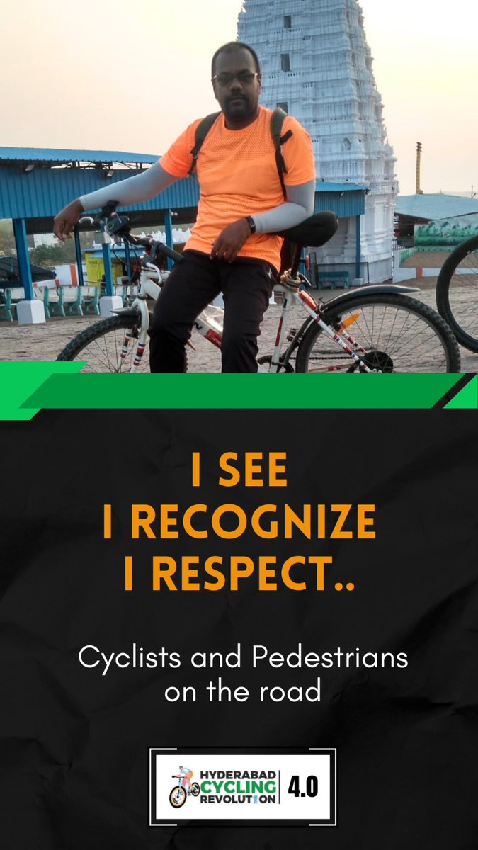 HydcyclingRev's tweet photo. I see 
I recognise
I respect
Cyclist &amp; Pedestrian 🚸 on Road
#HyderabadCyclingRevolution

@sselvan @BYCS_org @Ravi_1836 @TelanganaCMO @HMDA_Gov @md_hgcl @CommissionrGHMC @pedestrianspace @ErikSolheim @CYBTRAFFIC @HYDTP @RCKTRAFFIC @HYDTrafficMan @Team_Road_Squad https://t.co/XSo8YhRbwO