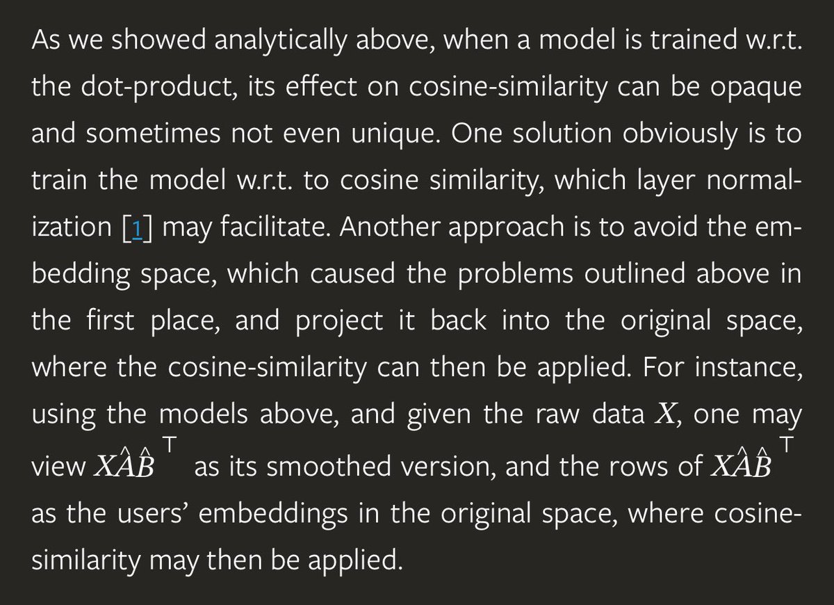 thongonx's tweet photo. That Netflix paper analyzes embeddings from a simplistic linear matrix factorization setup without normalization and ML Twitter acts like it’s the end of RAG without even reading it. https://t.co/ZK85fOUake