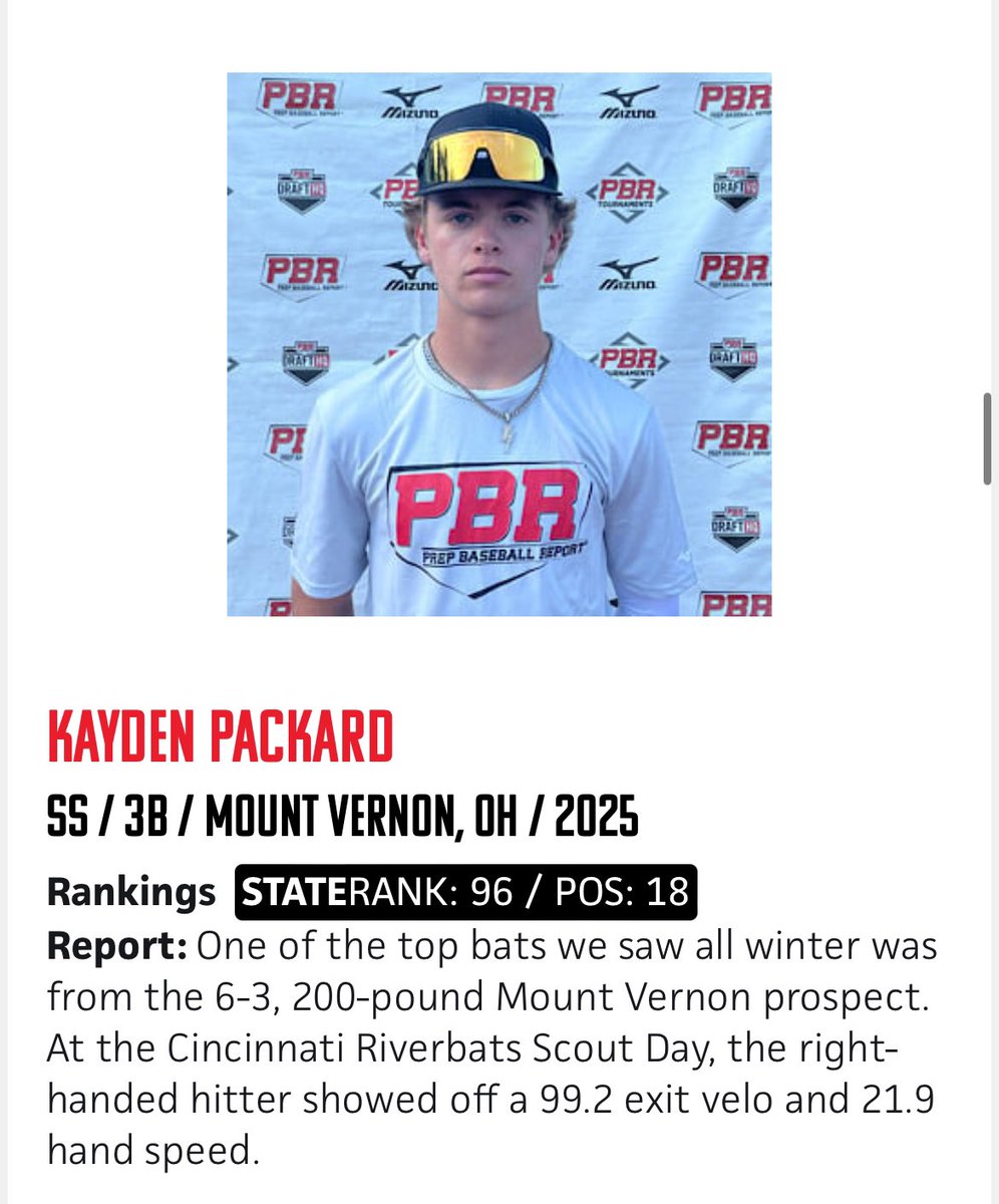 KaydenPackard's tweet image. Thank you @PrepBaseOHScout for the new rankings! I have been looking forward to this! #climbingtheladder @MTV_Baseball @CoachDBR
