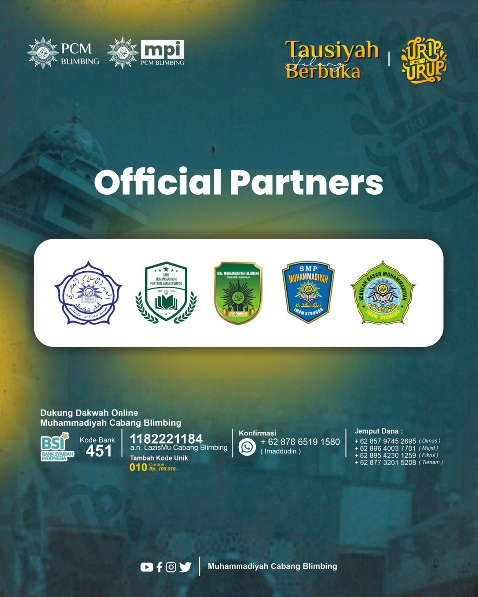 TablighmuID's tweet photo. 🔅Tausiyah Jelang Berbuka🔅
Urip iku Urup

bersama Asatidz Muhammadiyah Cabang Blimbing

🎥 Saksikan hanya di
 TablighMu Tv
Mencerahkan - Menggerakkan - Menggembirakan

Setiap hari dibulan Ramadhan
Mulai Pukul 17.30 WIB

Stay tuned ! 😉

#lensamu #uripikuurup #ramadhan1445h https://t.co/zuF83b0DWY