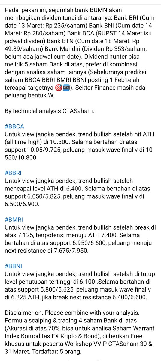 andri_zakarias's tweet photo. Pada pekan ini, bank BRI & BNI akan membagikan dividen tunai.
#ctasaham
#chartctasaham
#saham
#ihsg
#analisateknikal
#dividen
#bank
#bbri
#bbca
#bmri
#bbni
#bbtn
#bumn
#finance
#yuktradingsaham
#belajarsaham
#belajartrading
#tradingsaham
#investasisaham
#Rekomendasisaham https://t.co/zllMMxTIRj