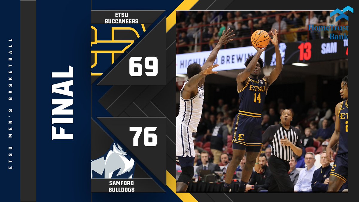 𝙁𝙞𝙣𝙖𝙡 𝙛𝙧𝙤𝙢 𝘼𝙨𝙝𝙚𝙫𝙞𝙡𝙡𝙚 The Bucs' memorable run falls a game short as ETSU battled but No. 1 seed Samford captured the @SoConSports Championship with a 76-69 win on Monday night in Asheville #AllHandsOnDeck | #BeGreat