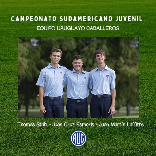 El equipo integrado por Thomas Stahl, Juan Cruz Esmoris y Juan Martín Laffitte será el que represente a Uruguay en Caballeros en el Campeonato Sudamericano Juvenil de Golf el próximo 20 al 23 de marzo en el <a href="/CGU_UY/">Club de Golf del Uruguay</a>
