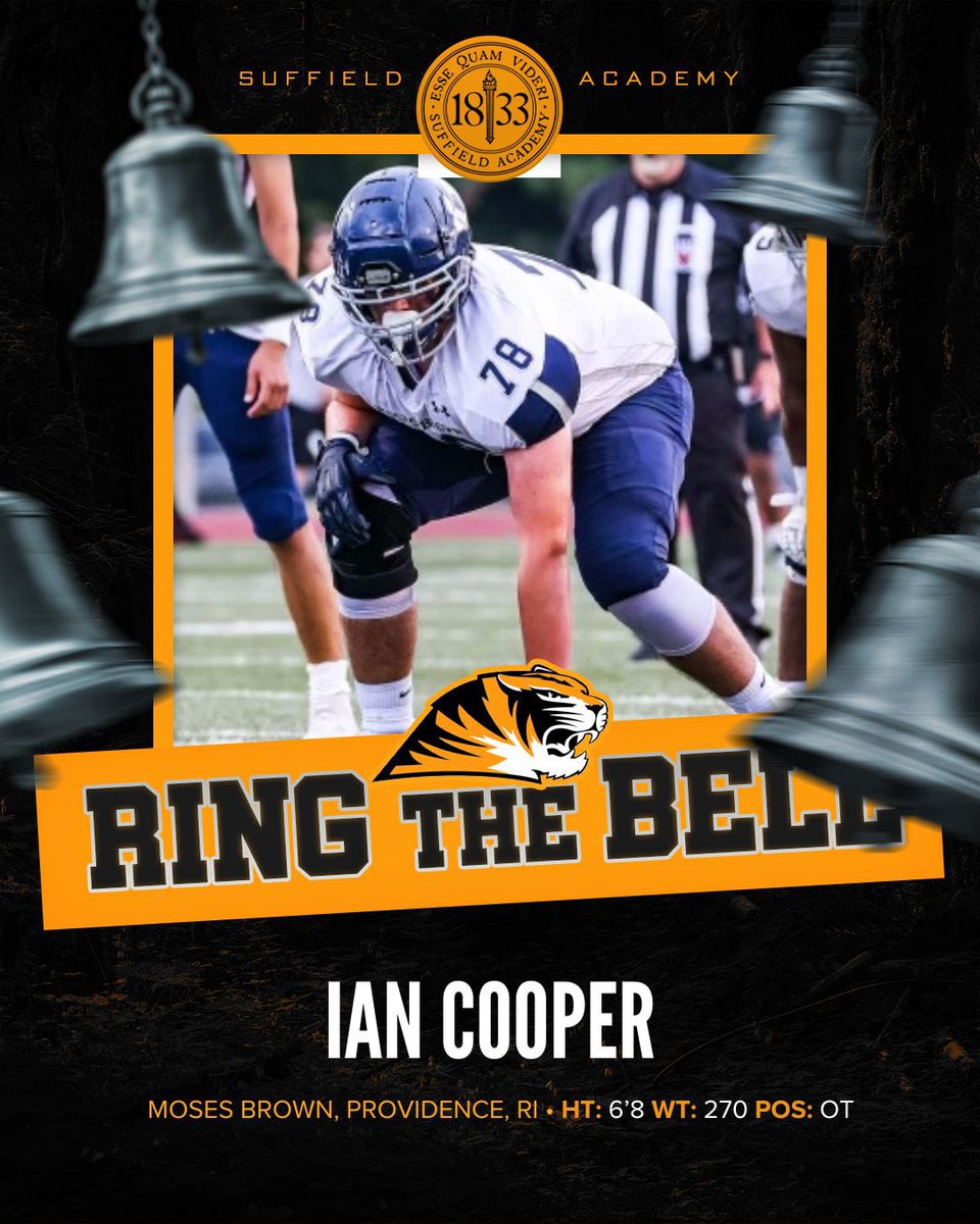 Welcome to Suffield Academy Ian Cooper‼️ 6’8 270LB Post Grad Offensive Tackle‼️ #RingTheBell 🟠⚫️🐅