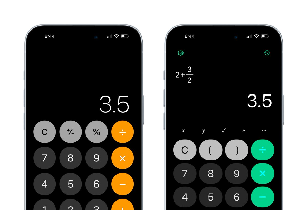 Default calculator app vs Acute Calculator

One only shows the result, the other shows the expression so you can go back and edit easily :D