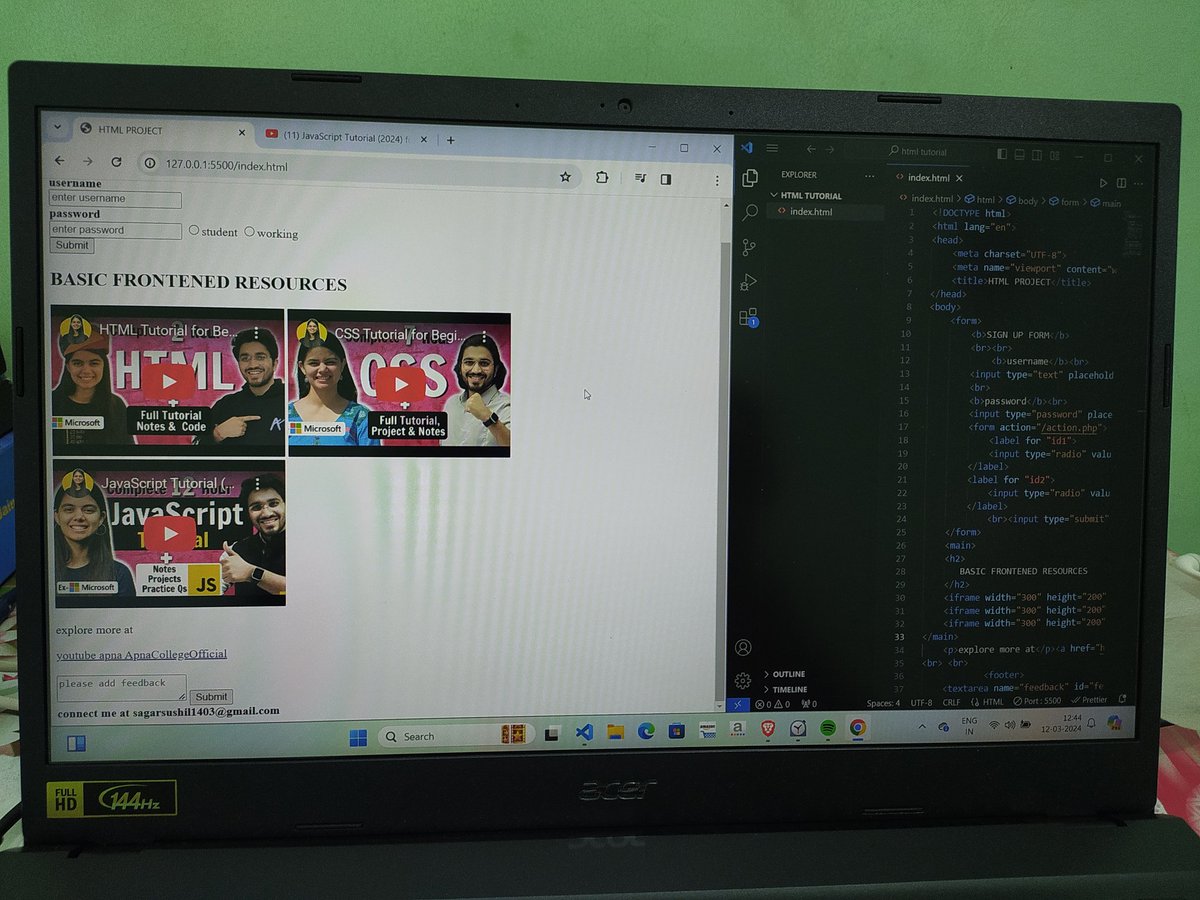 noob_sagarr's tweet image. Keep grinding my friends
Here I am wraping up html project 
#devlopers