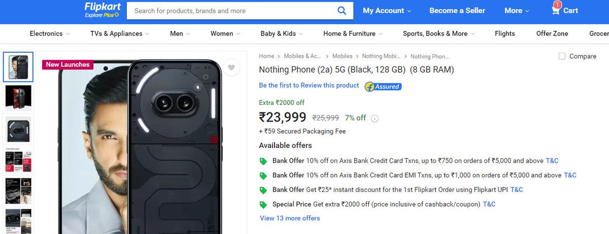Vive3k's tweet photo. @Flipkart @nothingindia @nothing Nothing sale is not activated. https://t.co/jVPfBi9Ll2
