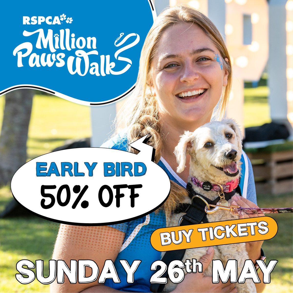 The early bird gets the 🐛 Grab 50% OFF Million Paws Walk event tickets for a limited time only. 🎟️Get your tickets for May 26th today and start fundraising for animals in need. With 9 walk locations across Queensland, why not!?👉bit.ly/3PFu5or