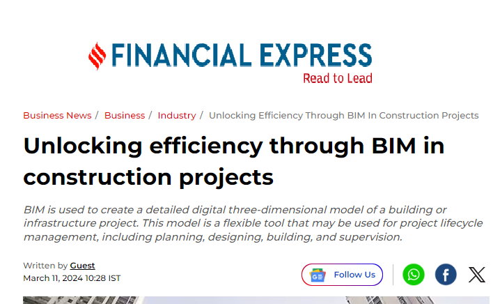 RIPL_Noida's tweet photo. Article from Director-RIPL on 'Unlocking efficiency through BIM in construction projects' covered by Financial Express. Read the full article at https://t.co/07z0O1u0ci

#BIM #construction #AEC #ArchiCAD #sustainability #FinancialExpress #RIPL https://t.co/azahR6rhVr