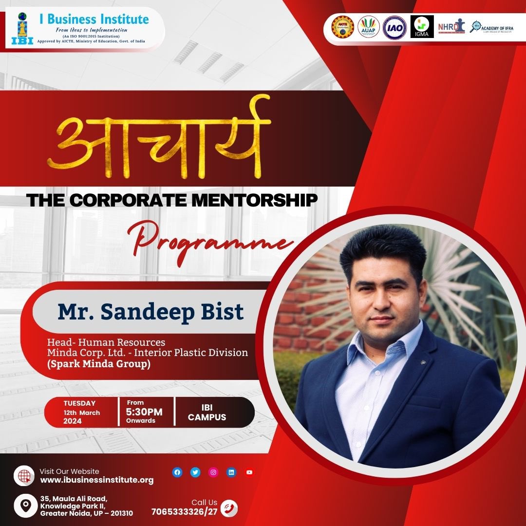 Excited to welcome Mr. Sandeep Bist, Head of Human Resources at Spark Minda Corp. Ltd. - Interior Plastic Division, to our Mentorship Programme for PGDM Batch 2023-25 at IBI campus on 12th March 2024! 

#IBIMentorship #FutureLeaders #HRInsights #LearningOpportunities #MindaCorp