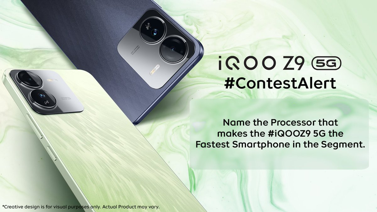 #ContestAlert Can you name the processor that makes the #iQOOZ9 5G the fastest smartphone in its segment*? Comment & Win* the incredible #iQOOZ9 5G *T&C Apply - bit.ly/3wItkEi Know More - bit.ly/3T3eW0T Watch Now- bit.ly/3Tv1AMi #AmazonSpecials #iQOO