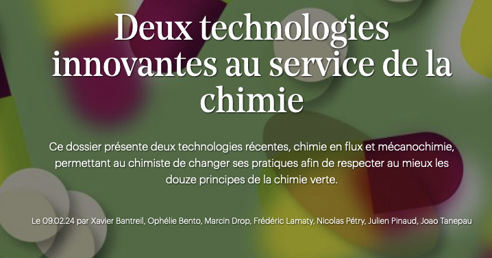 Enabling technologies contribute to a more  sustainable chemistry 👍
Practice your French and prepare your next class in #greenchemistry at culturesciences.chimie.ens.fr/thematiques/ch…
#flowchem #mechanochemistry @Chimie__ENS @XavierBantreil @OphelieBento @marcin_drop @nicolasP_ibmm @joaoTanepau