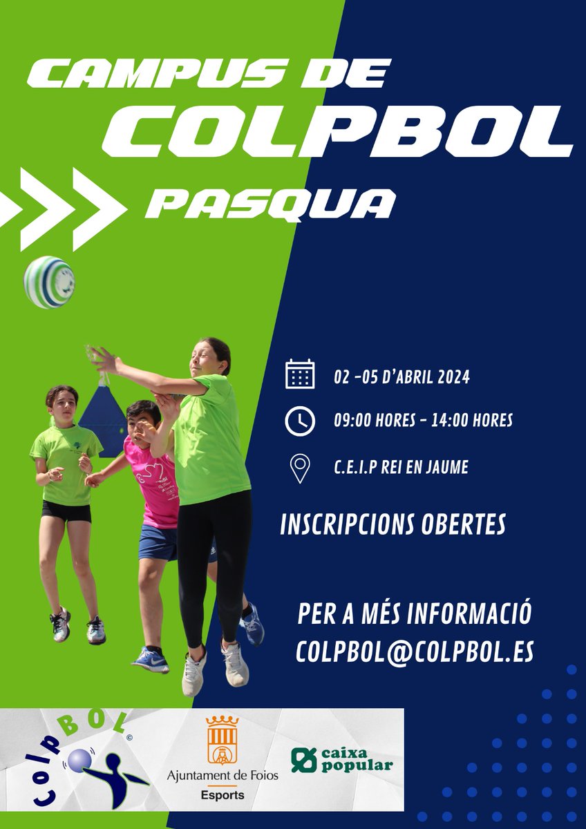 colpbol's tweet photo. Diversió, esport i educació en Pasqua??
CAMPUS COLPBOL PASQUA 24
🤩🏐🥅🤾🏆🤸♂️🧑🦽🫸🫷✨️
4 dies per disfrutar a 🔝amb l'esport d'equip on tothom te cabuda
Info i inscripcions a 👇🏿 https://t.co/1G4OVkSfjJ
#esport #edufis #diversio #Pasqua #Foios #Colpbol @FoiosEsmou @AFoios https://t.co/VwpewKPbhL
