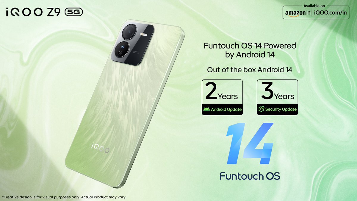 IqooInd's tweet image. Unlock new horizons of user experience with the #iQOOZ9 5G, get #FuntouchOS14 based on #Android14 out of the box. Go Fully Loaded!
Know More - bit.ly/3T3eW0T
Watch Now - bit.ly/3Tv1AMi
#AmazonSpecials #iQOO #FullyLoaded #iQOOZ9 #Z9LaunchEvent